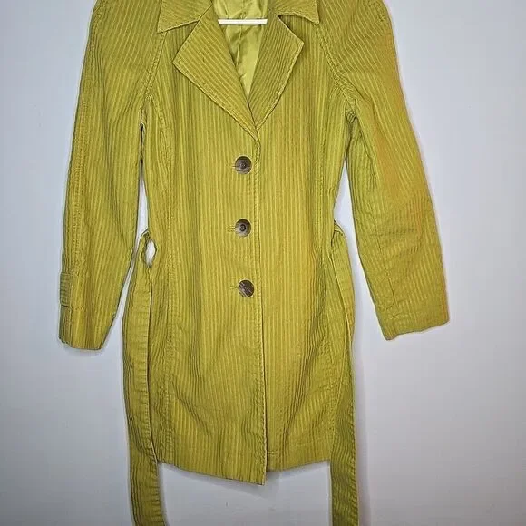 Women's J. JILL Green Button Corduroy Coat Size‎ XS Belted - Picture 2 of 7